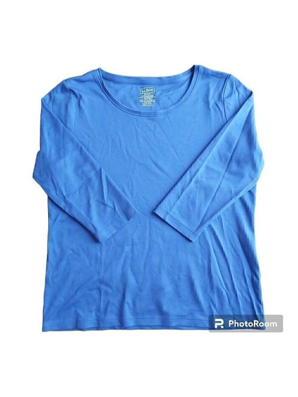 L.L. Bean 100% Supima Cotton 3/4 Sleeve Royal Blue Top - Size Small Petite